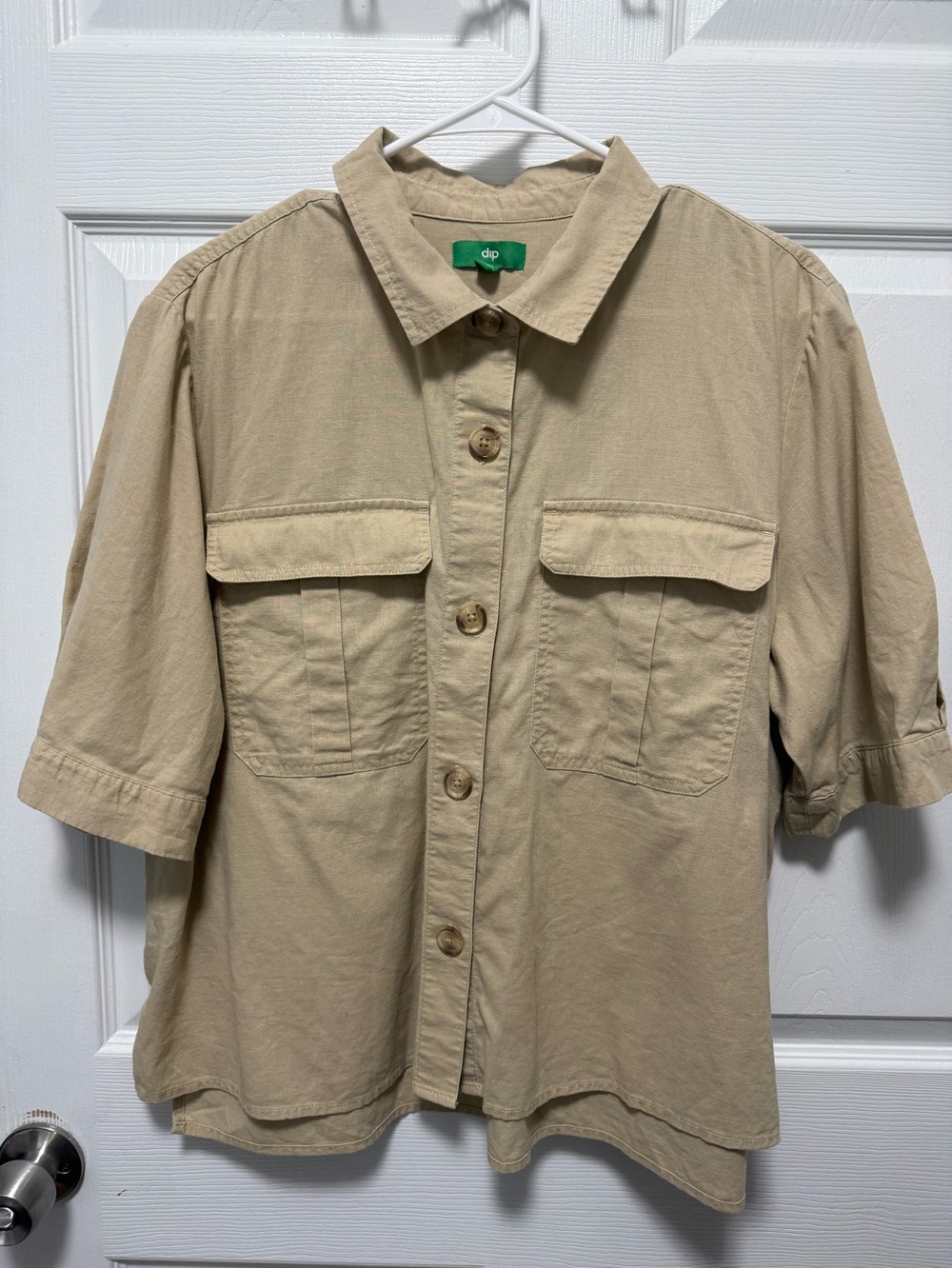dip Tan Short-Sleeve Button Front Utility Shirt